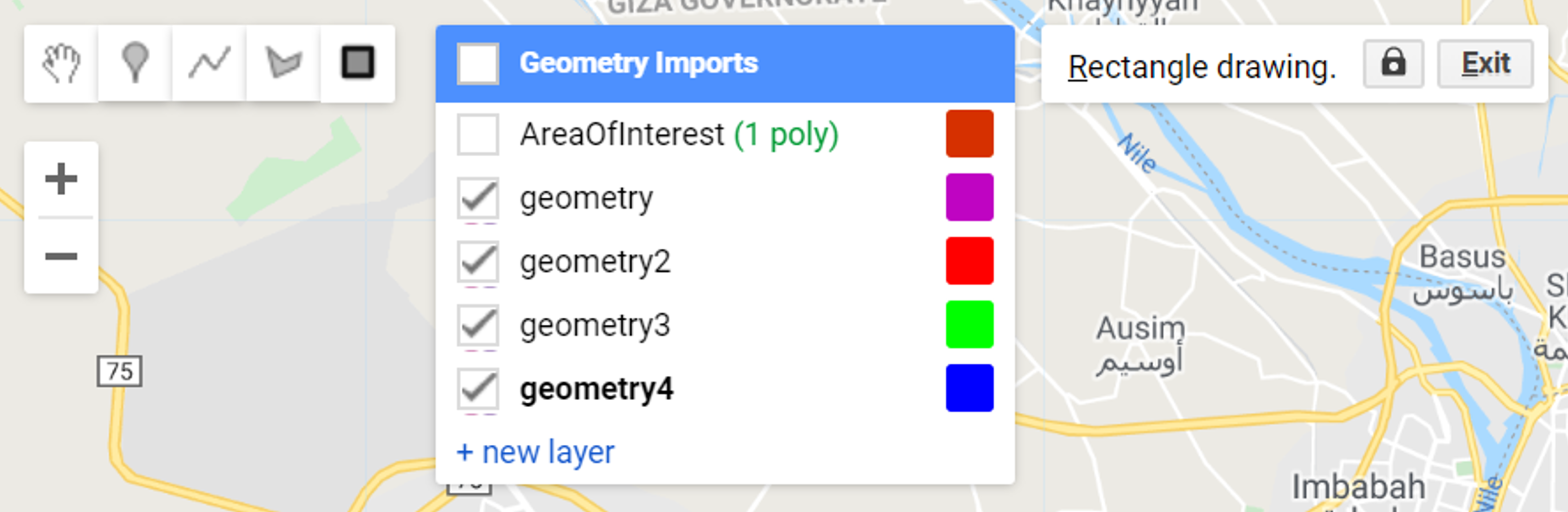 Geometry sets to hold samples for each of the four classes.