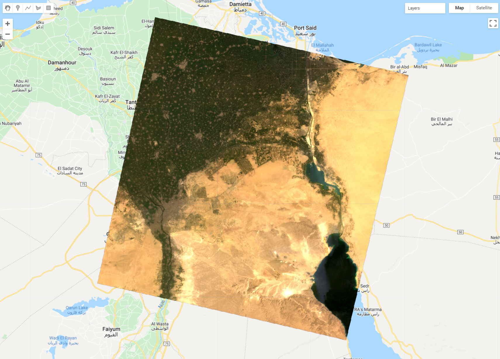 Landsat 8 image displayed with a real color composition.