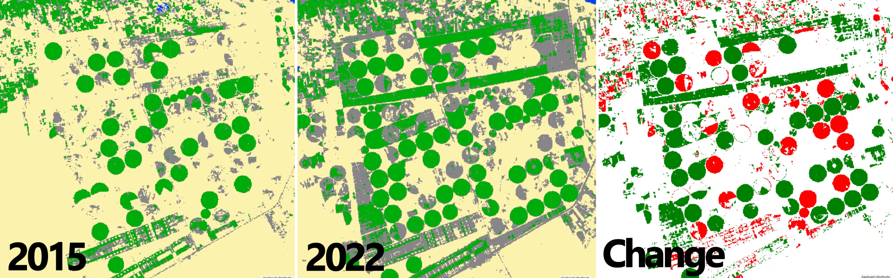 Subset of the 2015-2022 Change Map. Conversion/loss of classifiedagricultural areas.