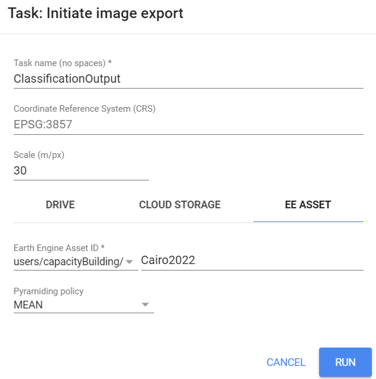 Tasks manager: Image Export.