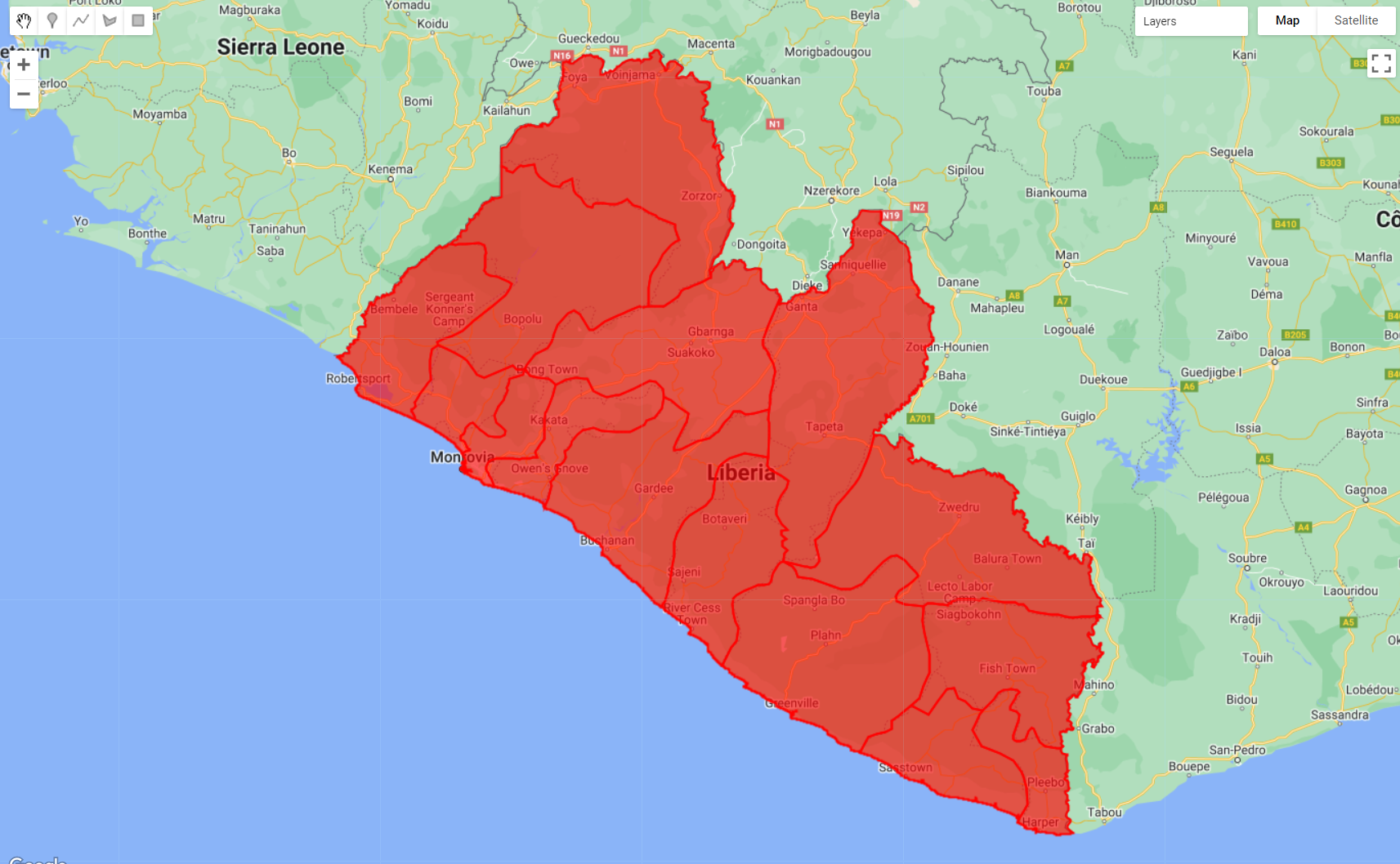 `aoi` and its multiple features (counties)