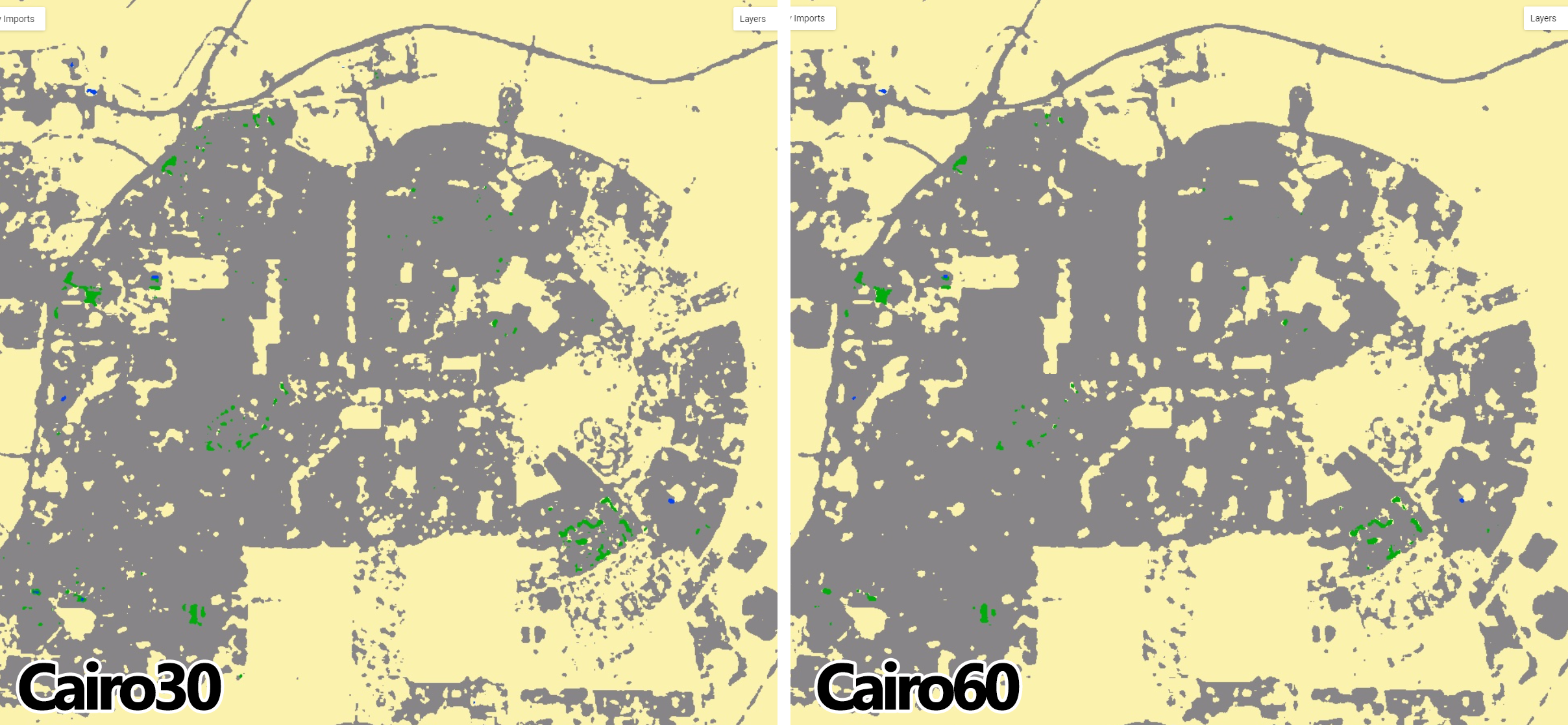 `Cairo2022` processed with `.focal_median` spatial filter two radius sizes.